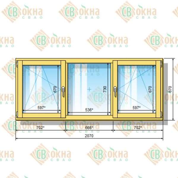Окно ОД ОСП 870 х 2070 мм ОлГОп