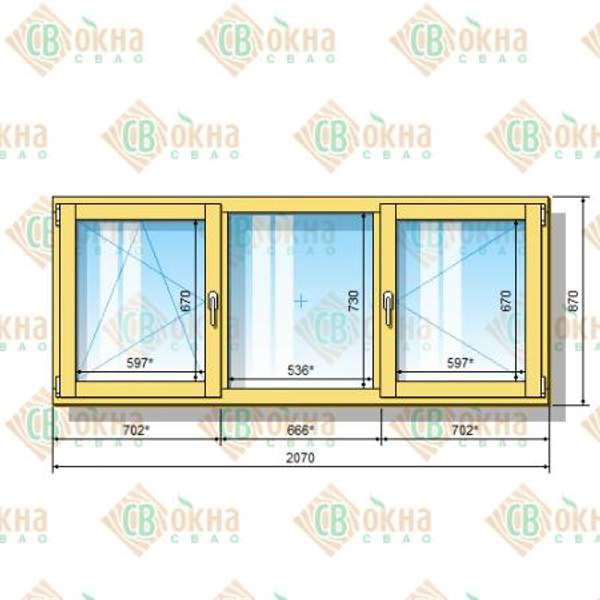 Окно ОД ОСП 870 х 2070 мм ОлГПп