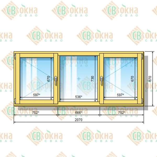 Окно ОД ОСП 870 х 2070 мм ПлГПп