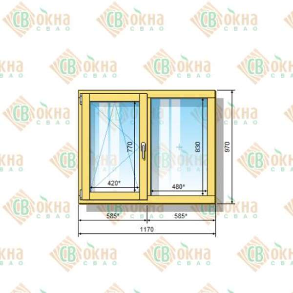 Окно ОД ОСП 970 х 1170 мм ОлГ