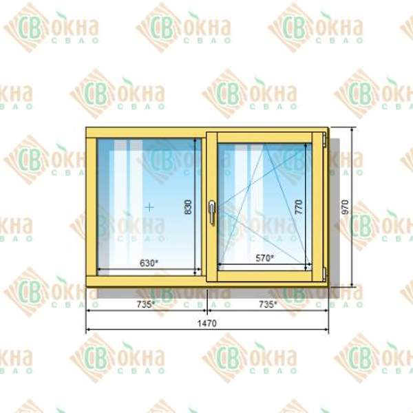 Окно ОД ОСП 970 х 1470 мм ГОп
