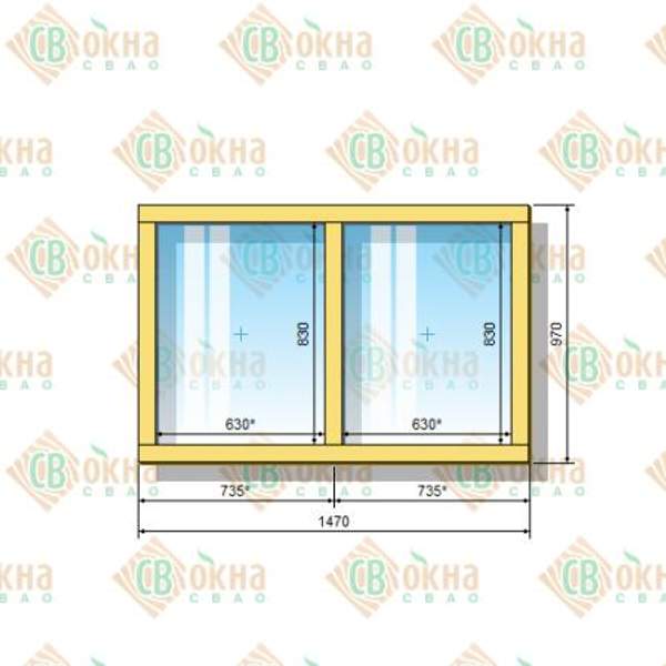 Окно ОД ОСП 970 х 1470 мм ГГ