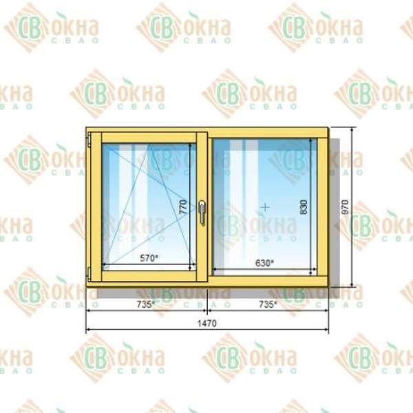 Окно ОД ОСП 970 х 1470 мм ОлГ
