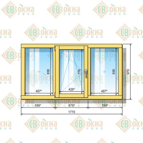 Окно ОД ОСП 970 х 1770 мм ГОлГ