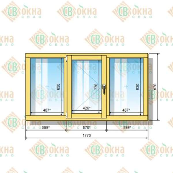 Окно ОД ОСП 970 х 1770 мм ГПлГ