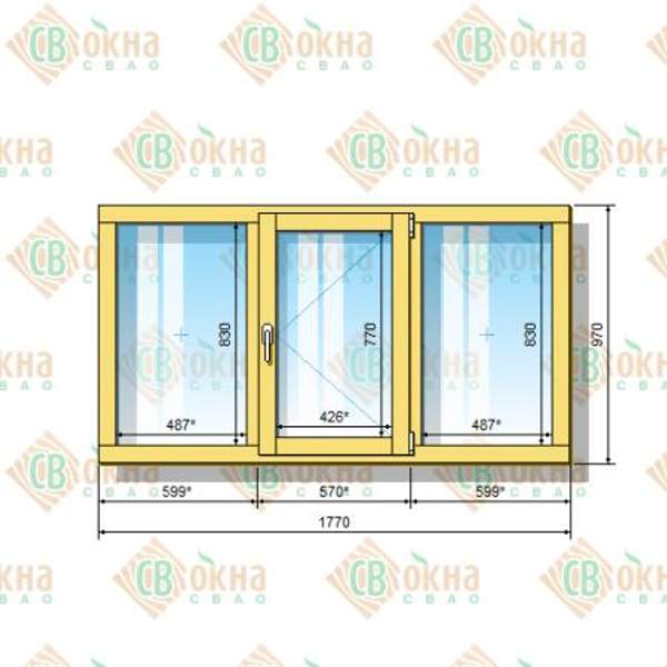 Окно ОД ОСП 970 х 1770 мм ГПпГ