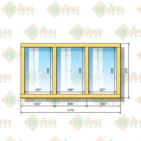 Окно ОД ОСП 970 х 1770 мм ГГГ