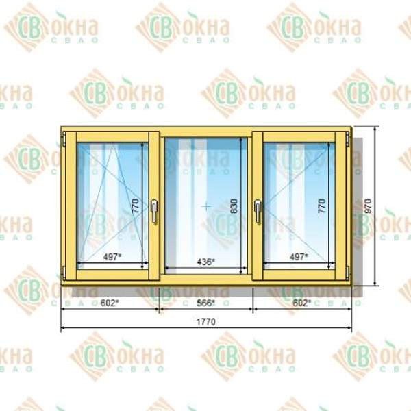 Окно ОД ОСП 970 х 1770 мм ОлГПп