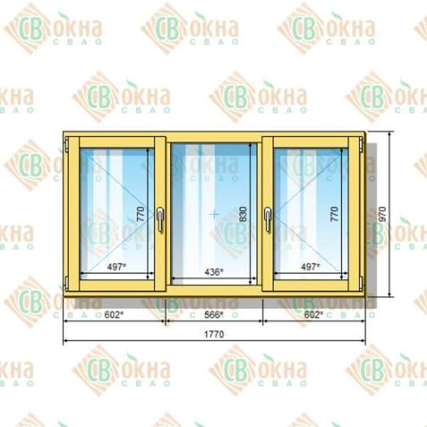 Окно ОД ОСП 970 х 1770 мм ПлГПп