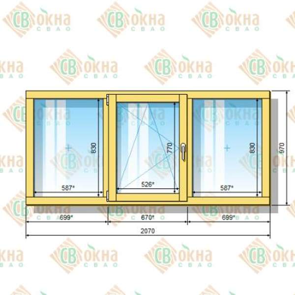Окно ОД ОСП 970 х 2070 мм ГОлГ