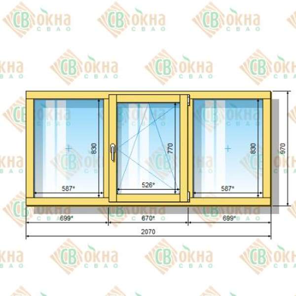 Окно ОД ОСП 970 х 2070 мм ГОпГ