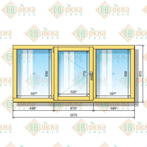 Окно ОД ОСП 970 х 2070 мм ГПлГ