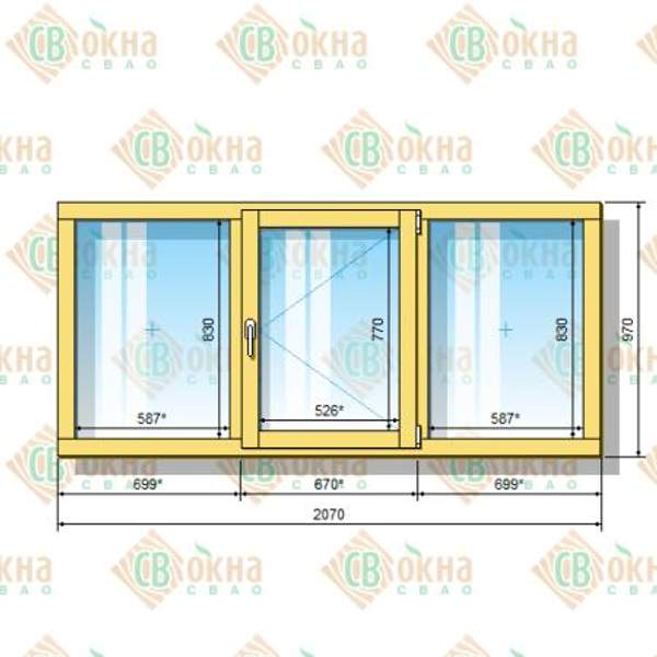 Окно ОД ОСП 970 х 2070 мм ГПпГ