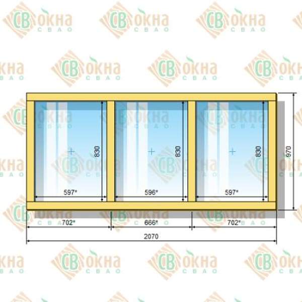 Окно ОД ОСП 970 х 2070 мм ГГГ