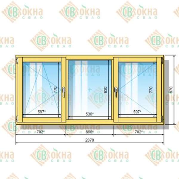 Окно ОД ОСП 970 х 2070 мм ОлГПп