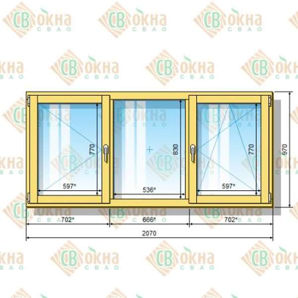 Окно ОД ОСП 970 х 2070 мм ПлГОп