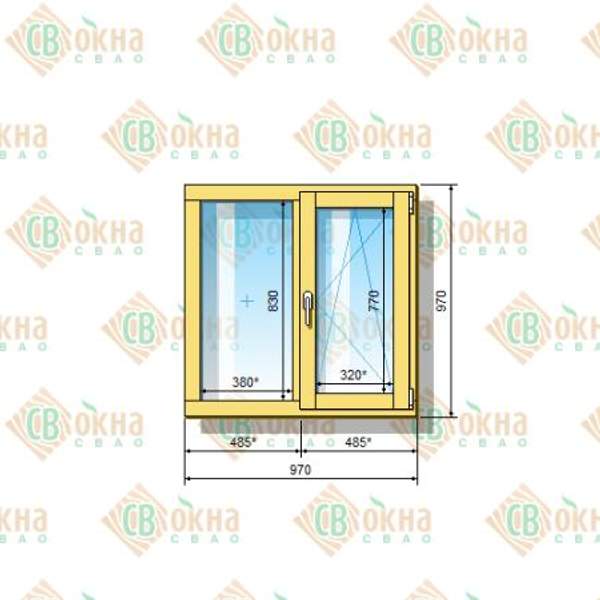 Окно ОД ОСП 970 х 970 мм ГОп