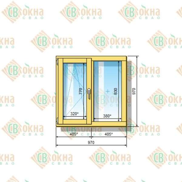 Окно ОД ОСП 970 х 970 мм ОлГ