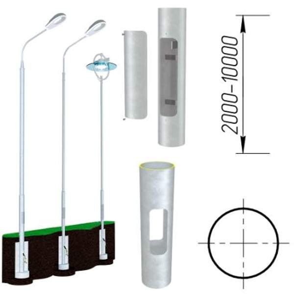 Опора НП несиловая трубчатая прямостоечная (Тип: НП-4,0/5,0-02-ц)