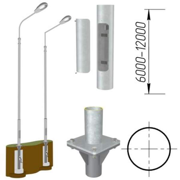 Опора ОТ-1-/6/7/8/9/10/11/12/-Ф трубчатая фланцевая (Тип: ОТ-1-10-ф)