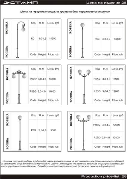 Опоры освещения серии Ропша
