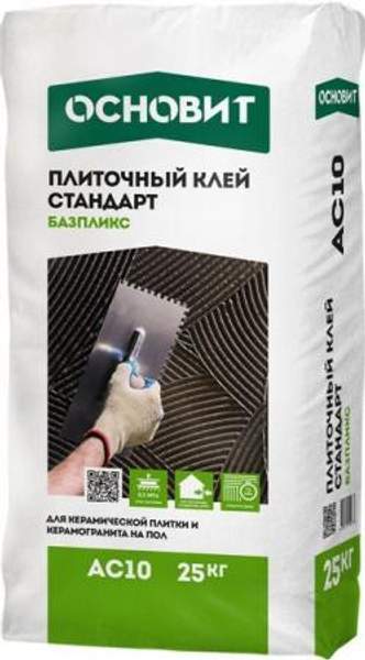 ОСНОВИТ АС-10 Базпликс клей плиточный (25кг) / ОСНОВИТ АС10 Базпликс клей для плитки стандартный (25кг)