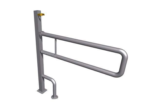 Откидной поручень для санузла напольный, со стойкой и ножкой, вылет – 900