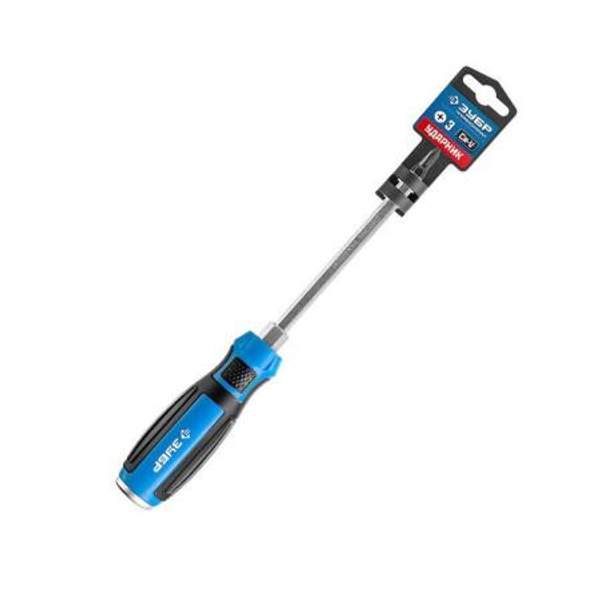 Отвертка ударная, Cr-V, PH3 x 150 мм, усил. под ключ, магнит. након, 2хкомп.рукоятка, ЗУБР