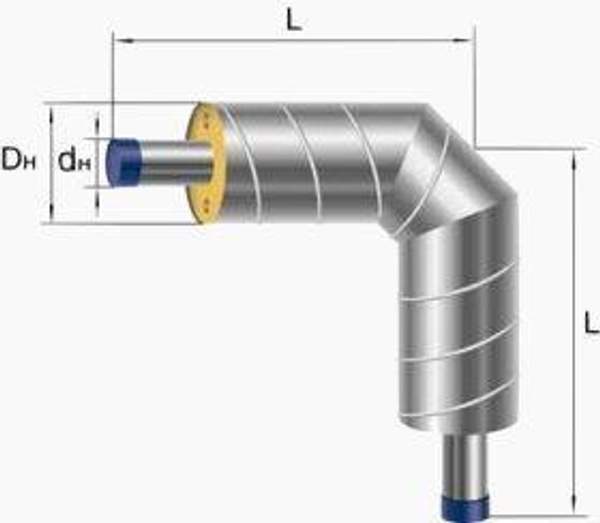 Отводы ППУ 30, 45, 60, 90 градусов в оцинкованной оболочке