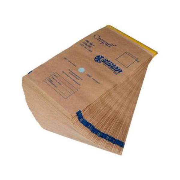 Пакеты из крафт-бумаги самоклеящиеся с индикатором 150*250 мм