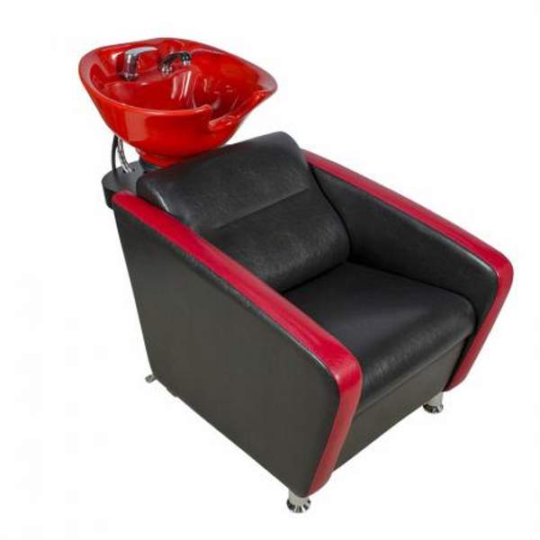 Парикмахерская мойка МД-123 с красной раковиной без регулировки ножной части