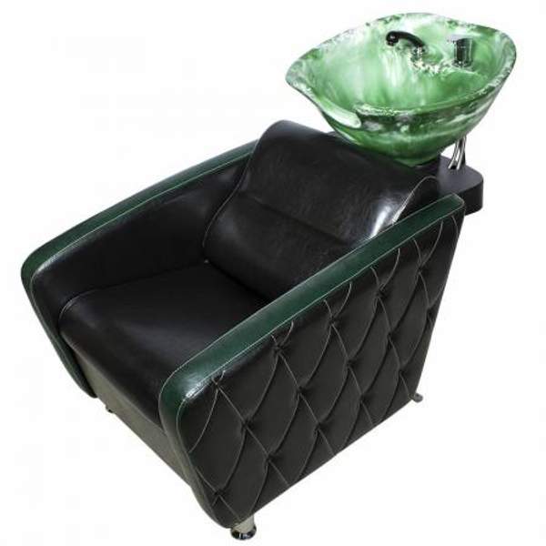 Парикмахерская мойка МД-123 с малахитовой раковиной без регулировки ножной части, с прострочкой и утяжкой