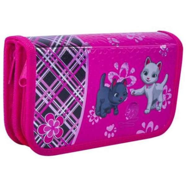 Пенал BRAUBERG, 2 отделения, металлизированный картон, конгрев, 19х11 см, Котята, 103699