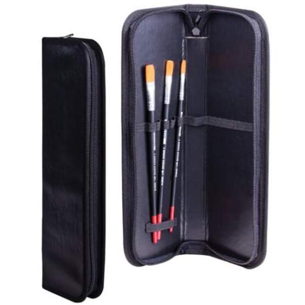 Пенал-тубус для кистей на молнии ПЧЕЛКА, кожзам, размер 270х90 мм, черный