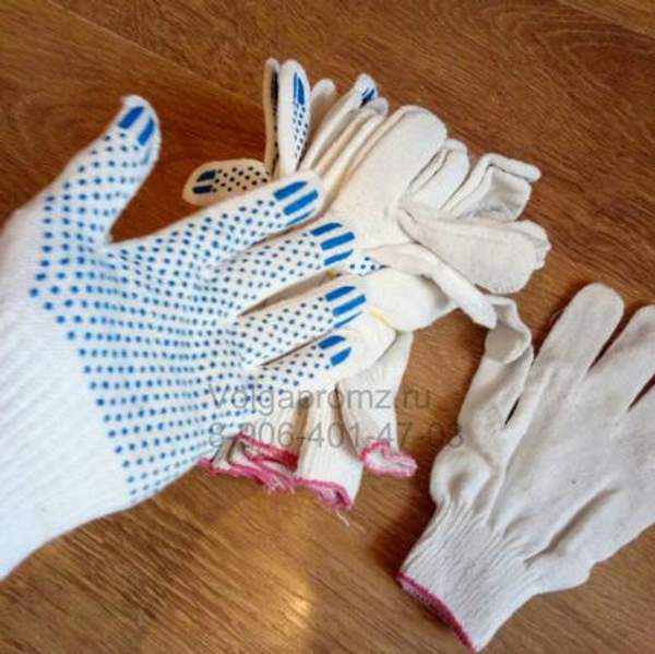 Перчатки хб с ПВХ, перчатки рабочие трикотажные