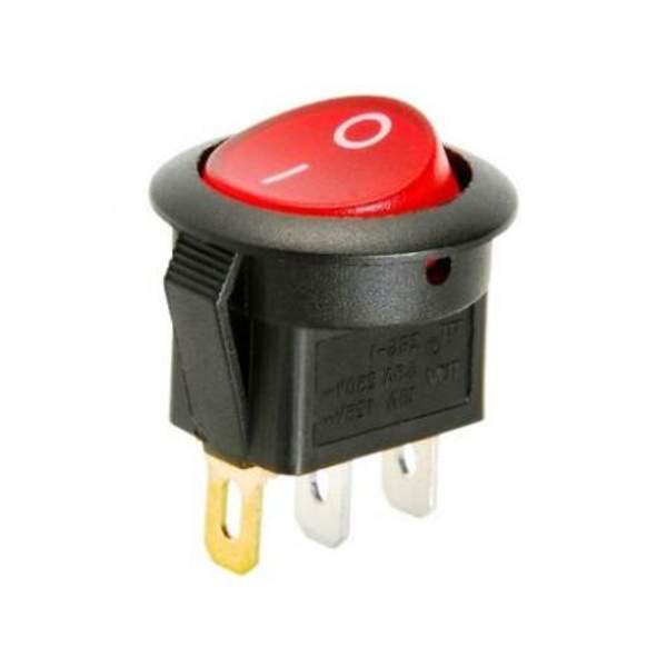 Переключатель круглый на 2 положения, 3 контакта с подсветкой на 12v