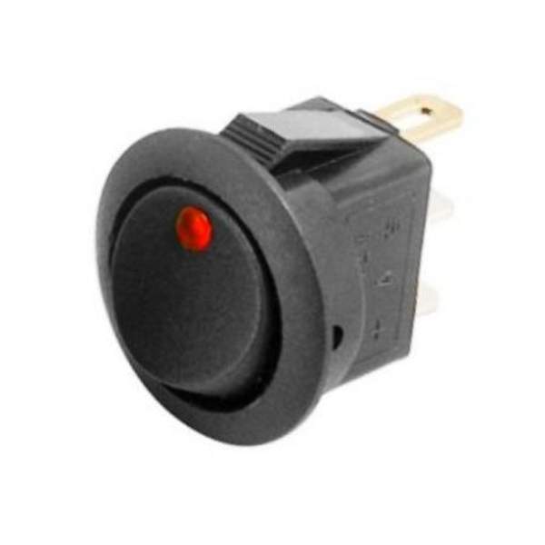 Переключатель круглый на 2 положения, 3 контакта с св/д на 12 вольт