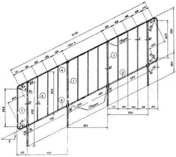 Перила ЛО-1 Стальные ограждения лестниц серии 1.450-1