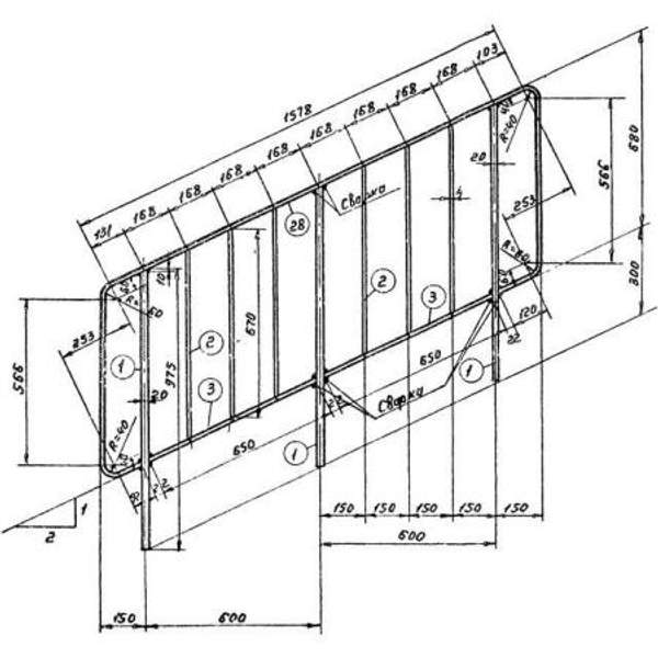 Перила ЛО-11 Стальные ограждения лестниц серии 1.450-1