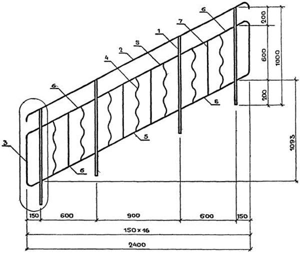 ПЕРИЛА МВ 24.14-24.9Р-4 стальные ограждения лестниц