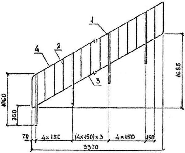 Перила ОМ 18-1 Стальные ограждения лестниц 1.050.1-3