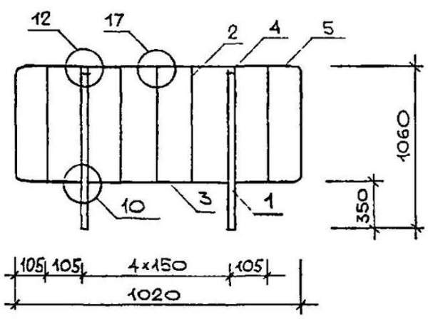 Перила ОМН 17-1 серии 1.050.9-4.93 стальные ограждения лестничных площадок