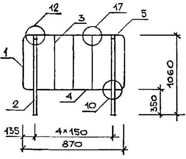 ПЕРИЛА ОМН 18-1 стальные ограждения лестничных площадок серии 1.050.1-2