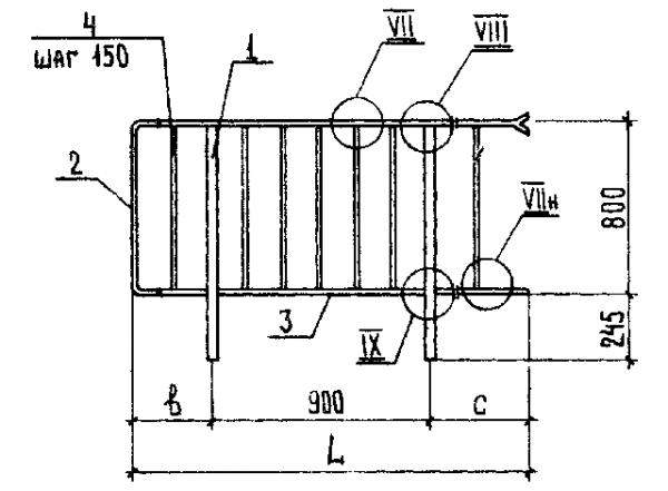 Перила ПВ 16.9 серии 1.100.2-5 стальные ограждения лестничных площадок