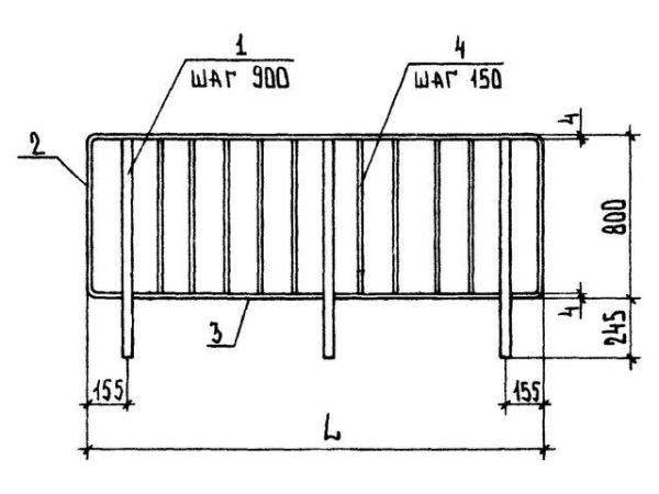 Перила ПВ 21.9Р серии 1.256.2-2 стальные ограждения лестничных площадок
