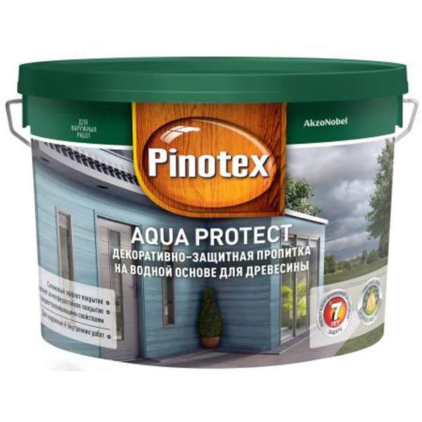 PINOTEX AQUA PROTECT ДЕКОРАТИВНО-ЗАЩИТНАЯ ПРОПИТКА НА ВОДНОЙ ОСНОВЕ ДЛЯ ДРЕВЕСИНЫ CLR БАЗА ПОД КОЛЕРОВКУ ПИНОТЕКС