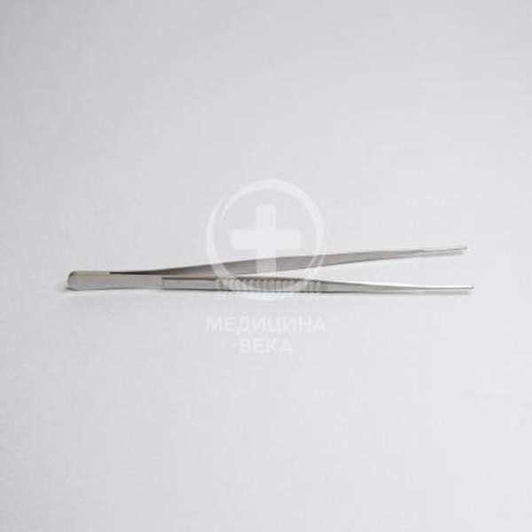 Пинцет прямой с атравматической нарезкой, сосудистый, 200 мм (П-228)