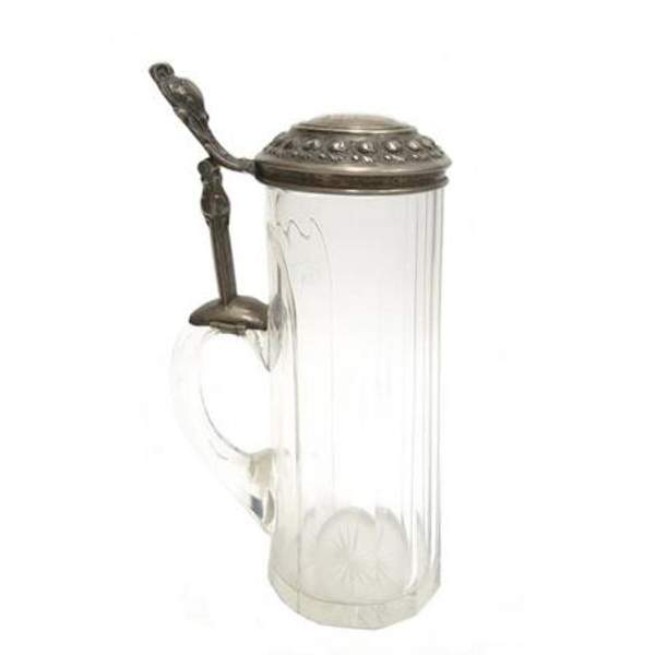 Пивная кружка с серебряной крышкой. Германия, конец 19 века