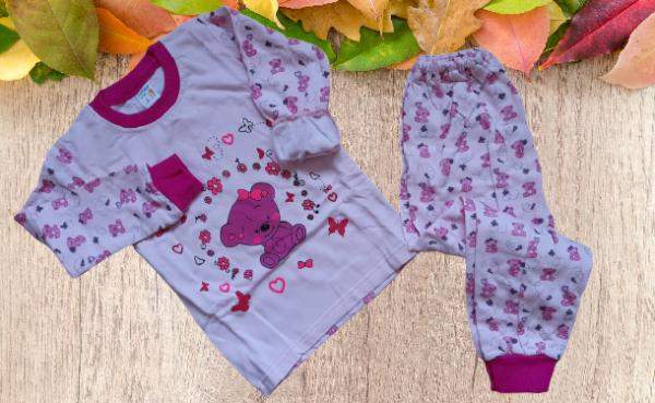 Пижама детская теплая для девочки с мишкой (1,2,3,4 года)