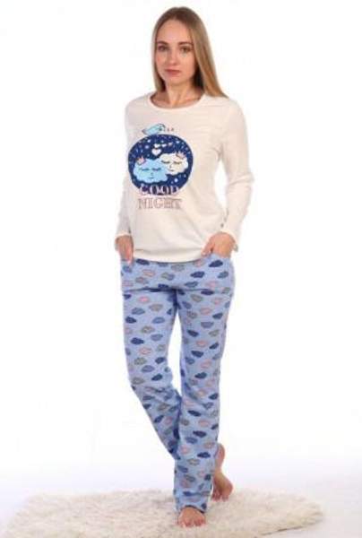Пижама женская Good night белый с голубым